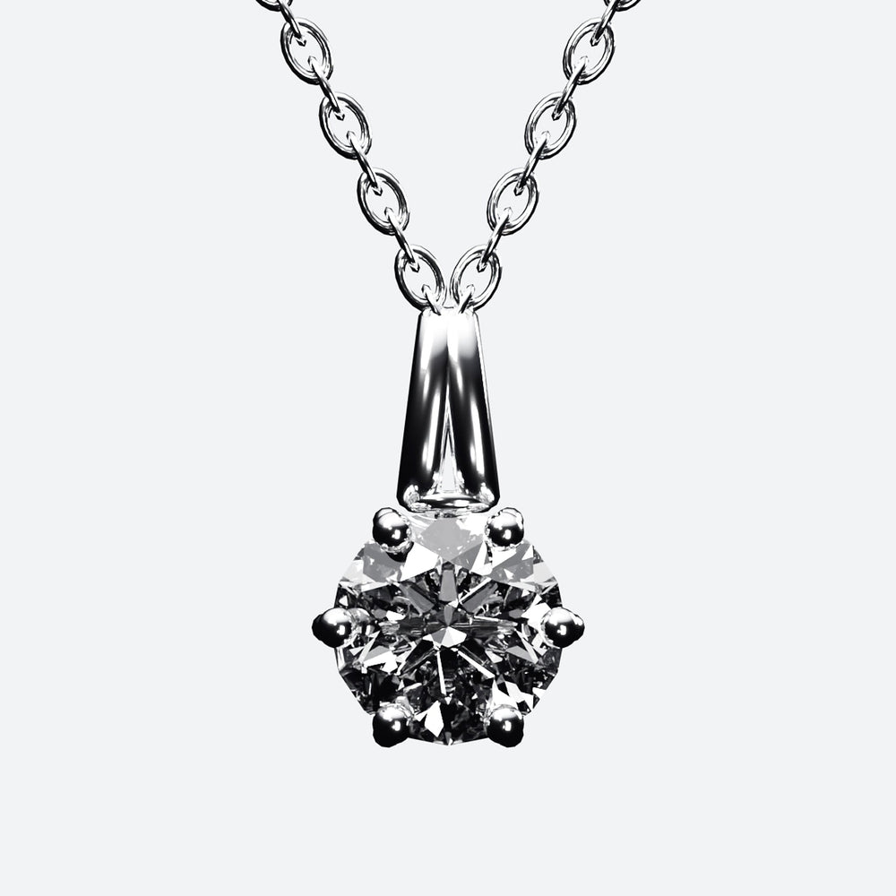 6.5 mm moissanite solitaire pendant in 925 sterling silver