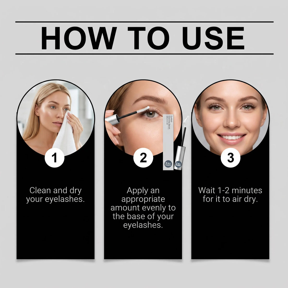 How to use the lash serum in three steps
