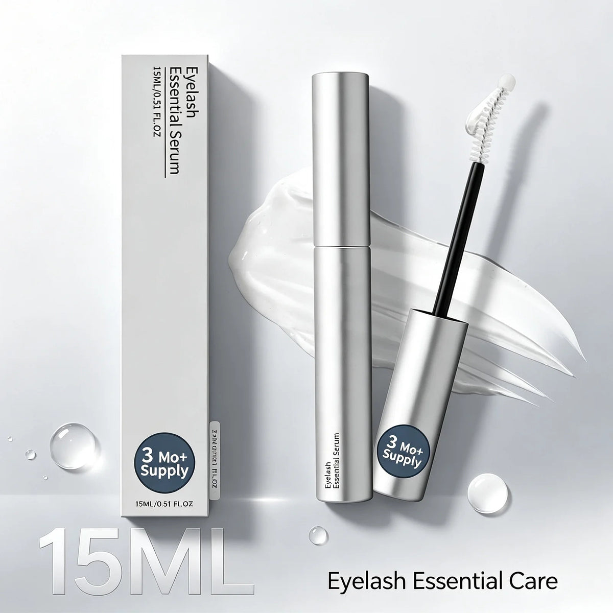 Elovi lash and brow serum: 15 ml aluminium tube, box and spoolie brush