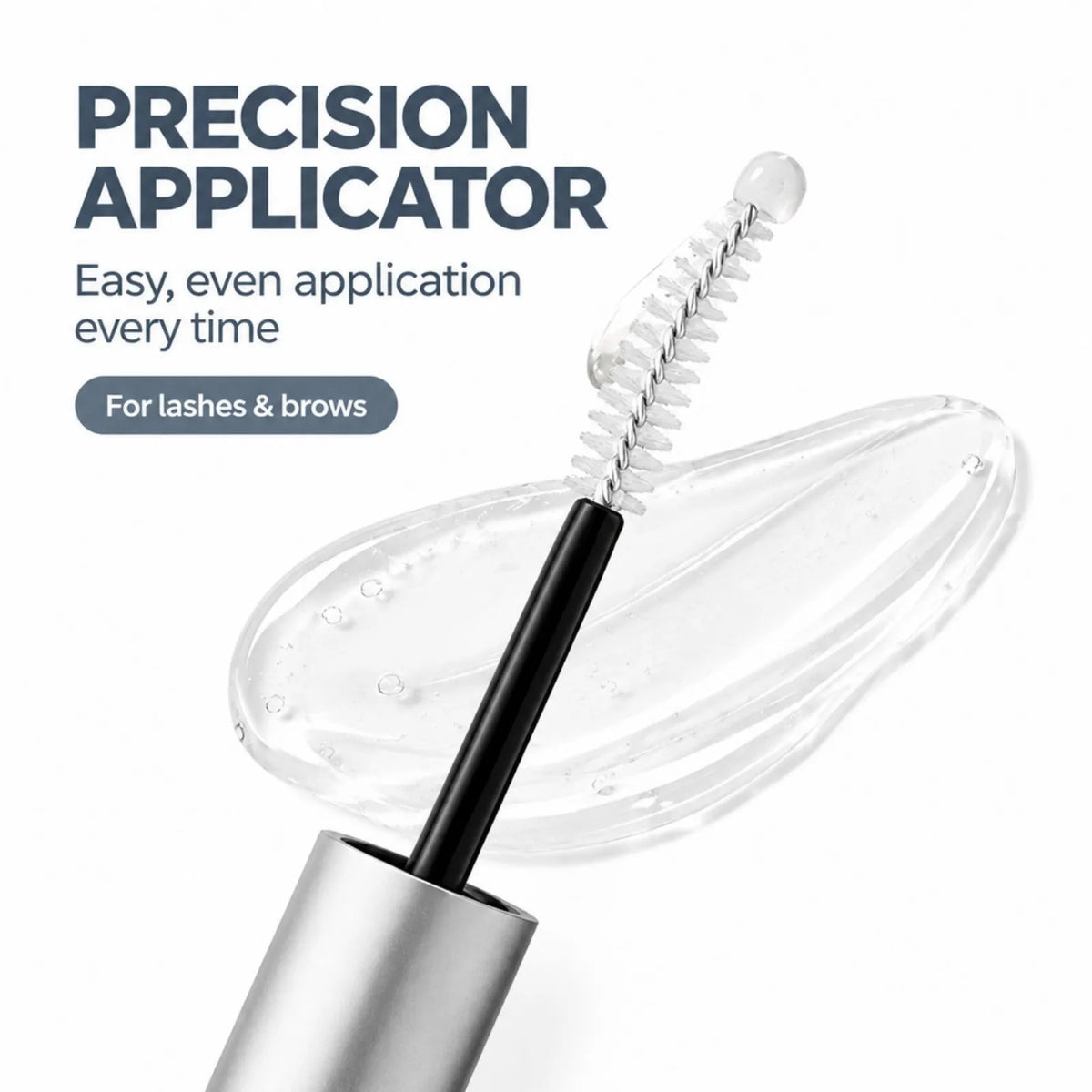 Precision spoolie brush of the lash serum with clear serum
